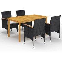 Berkfield Home 5 Piece Garden Dining Set with Cushions Black