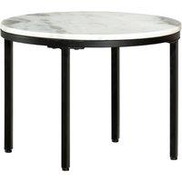Berkfield Home Coffee Table White & Black 50 cm Real Solid Marble