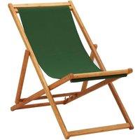Berkfield Home Folding Beach Chair Eucalyptus Wood & Fabric Green