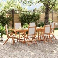 Berkfield Home 7 Piece Garden Dining Set Solid Wood Acacia & Textilene in Brown