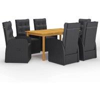Berkfield Home 7 Piece Garden Dining Set with Cushions Black Poly Rattan