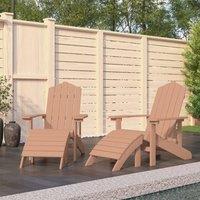 Berkfield Home Garden Adirondack Chairs 2 pcs with Footstools HDPE Brown
