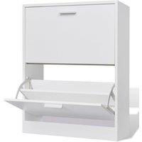 Berkfield Home White Wooden Shoe Cabinet with 2 Compartments
