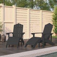 Berkfield Home Garden Adirondack Chairs 2 pcs with Footstools HDPE Anthracite in Black