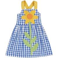 Frugi Girl's Allie Daisy Dress in Blue | Size: 5-6 Years