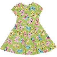 Frugi Girl's Spring Skater Dress in Green | Size: 6-7 Years