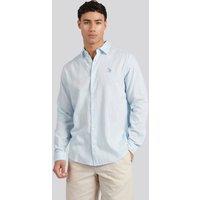 U.S. POLO ASSN. Men's Linen Blend Shirt in Pale Blue | Size: Large