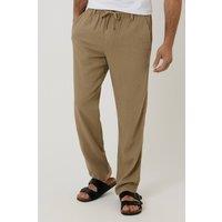 Threadbare Men's Linen Blend Casual Trousers in Taupe | Size: 32R