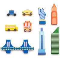 Kikkerland Kidoki Mini Wooden City In My Pocket 9pc Set - New York