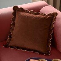Furn Lil Scallop Velvet Cushion in Brown | Size: 45 cm x 45 cm