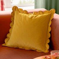 Furn Lil Scallop Velvet Cushion in Yellow | Size: 45 cm x 45 cm