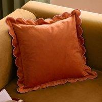Furn Lil Scallop Velvet Cushion in Orange | Size: 45 cm x 45 cm