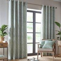 Portfolio Home Madison Botanical Leaves Fully Lined Eyelet Curtain Set in Green | Size: 117 cm width x 137 cm drop