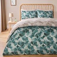 OHS Geo Duvet Cover Set Quilt Pillowcase Watercolour Soft Bedding in Green | Size: King