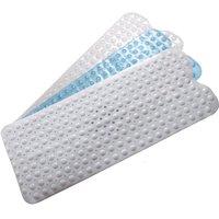 Coopers of Stortford Mould-Free Full-Length Bath Mat with Suction Cups, 98x39cm in White | Size: 98x39 cm