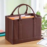 Clarsen Faux Leather Foldable Filing Cabinet for Papers, H27.5 x W21 x L35.5cm in Brown