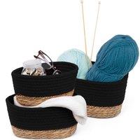 LIVIVO TULLA Seagrass Baskets, Set of 3 in Black | Size: Medium