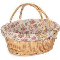 Red Hamper Wicker Large Swing Handle Shopper With Garden Rose Lining Basket in Brown
