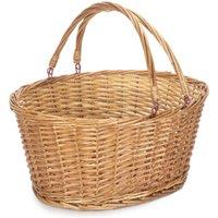 Red Hamper Wicker Shopping Basket Swing Handle Shopper in Brown | Size: Large