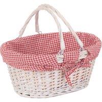 Red Hamper Wicker Medium White Swing Handle Shopping Basket