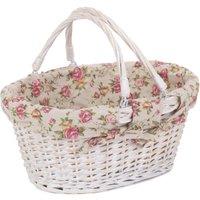 Red Hamper Wicker Medium White Swing Handle Shopping Basket