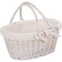 Red Hamper Wicker Small White Swing Handle Shopping Basket