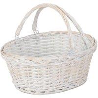 Red Hamper Wicker Small White Swing Handle Shopping Basket