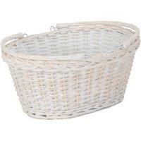 Red Hamper Wicker Medium White Swing Handle Shopping Basket