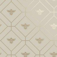 Holden Dcor Bee Wallpaper in Taupe