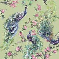 Holden Dcor Menali Peacock Textured Wallpaper in Green