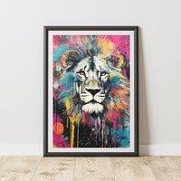 60 SECOND MAKEOVER Lion Pop Art Prints For Walls Urban Street Art Aesthetic Posters | Size: A3