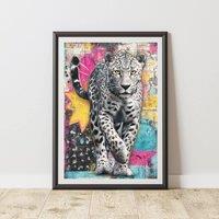 60 SECOND MAKEOVER Cheetah Graffiti Print Urban Street Art Poster Junk Journal | Size: A3