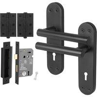 AFIT Black T-Bar Handle Sashlock Hinges Backplate Set 1 Pair | Size: 150mm x 150mm