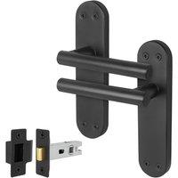 AFIT Black T-Bar Door Handle Latch Backplate Set 1 Pair | Size: 150mm x 150mm
