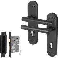 AFIT Black T-Bar Door Handle Sashlock Backplate Set 1 Pair | Size: 150mm x 150mm