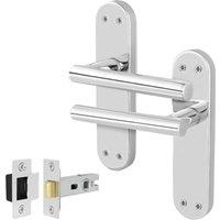 AFIT Chrome T-Bar Door Handle Latch Backplate Set 1 Pair in Silver | Size: 150mm x 150mm