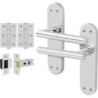 AFIT Chrome T-Bar Handle Latch Hinges Backplate Set 1 Pair in Silver | Size: 150mm x 150mm