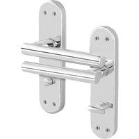 AFIT Chrome T-Bar Bathroom Handle Backplate Privacy Lever 1 Pair in Silver | Size: 150mm x 150mm
