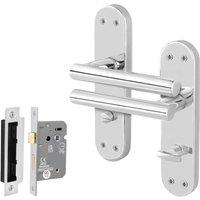 AFIT Chrome T-Bar Bathroom Handle WC Lock Privacy Backplate Set 1 Pair in Silver | Size: 150mm x 150mm