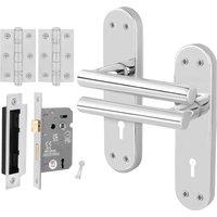 AFIT Chrome T-Bar Handle Sashlock Hinges Backplate Set 1 Pair in Silver | Size: 150mm x 150mm