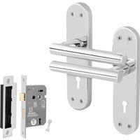 AFIT Chrome T-Bar Door Handle Sashlock Backplate Set 1 Pair in Silver | Size: 150mm x 150mm