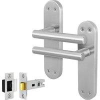 AFIT Satin T-Bar Door Handle Latch Backplate Set 1 Pair in Silver | Size: 150mm x 150mm
