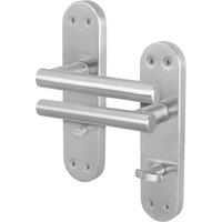 AFIT Satin T-Bar Bathroom Handle Backplate Privacy Lever 1 Pair in Silver | Size: 150mm x 150mm