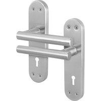 AFIT Satin T-Bar Lock Door Handles Backplate Privacy Lever 1 Pair in Silver | Size: 150mm x 150mm
