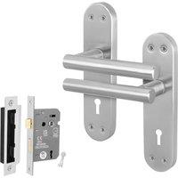 AFIT Satin T-Bar Door Handle Sashlock Backplate Set 1 Pair in Silver | Size: 150mm x 150mm