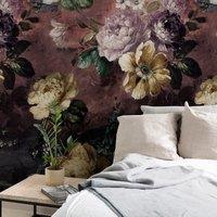 Grandeco Painted Flowers Repeatable Wallpaper Mural 159 x 280cm in Purple | Size: 159 x 280 cm