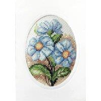 Orchidea CARD KIT BLUE FOWERS - Cross Stitch Kit: Greetings Card: Blue Flowers