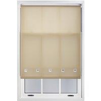 Furnished Daylight Roller Blind with Chrome Square Eyelets - Trimmable Window Shade in Beige | Size: 205 cm width x 165 cm drop