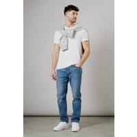 Burton Men's Stone Wash Stretch Straight Fit Jeans in Light Blue | Size: 34R