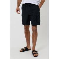 Threadbare Men's Linen Blend Cargo Shorts in Black | Size: XL